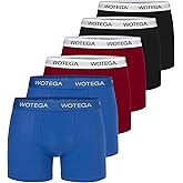 WOTEGA Men's Underwear 6 Pack Boxer Briefs - No-Ride-up for Men - Stretch Boxer Shorts Multipack Cotton - Regular Long