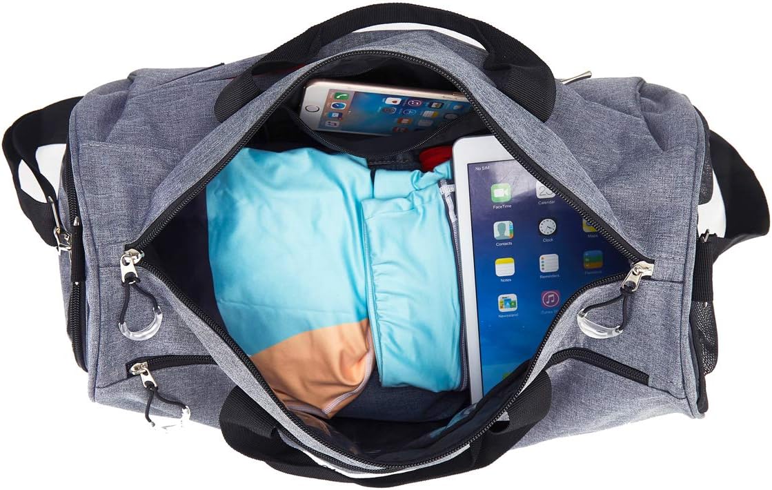 kasibon Sports Gym Bag with Shoes Compartment and Wet Pocket, Travel Duffle Bag for Men and Women, Grey - Image 5