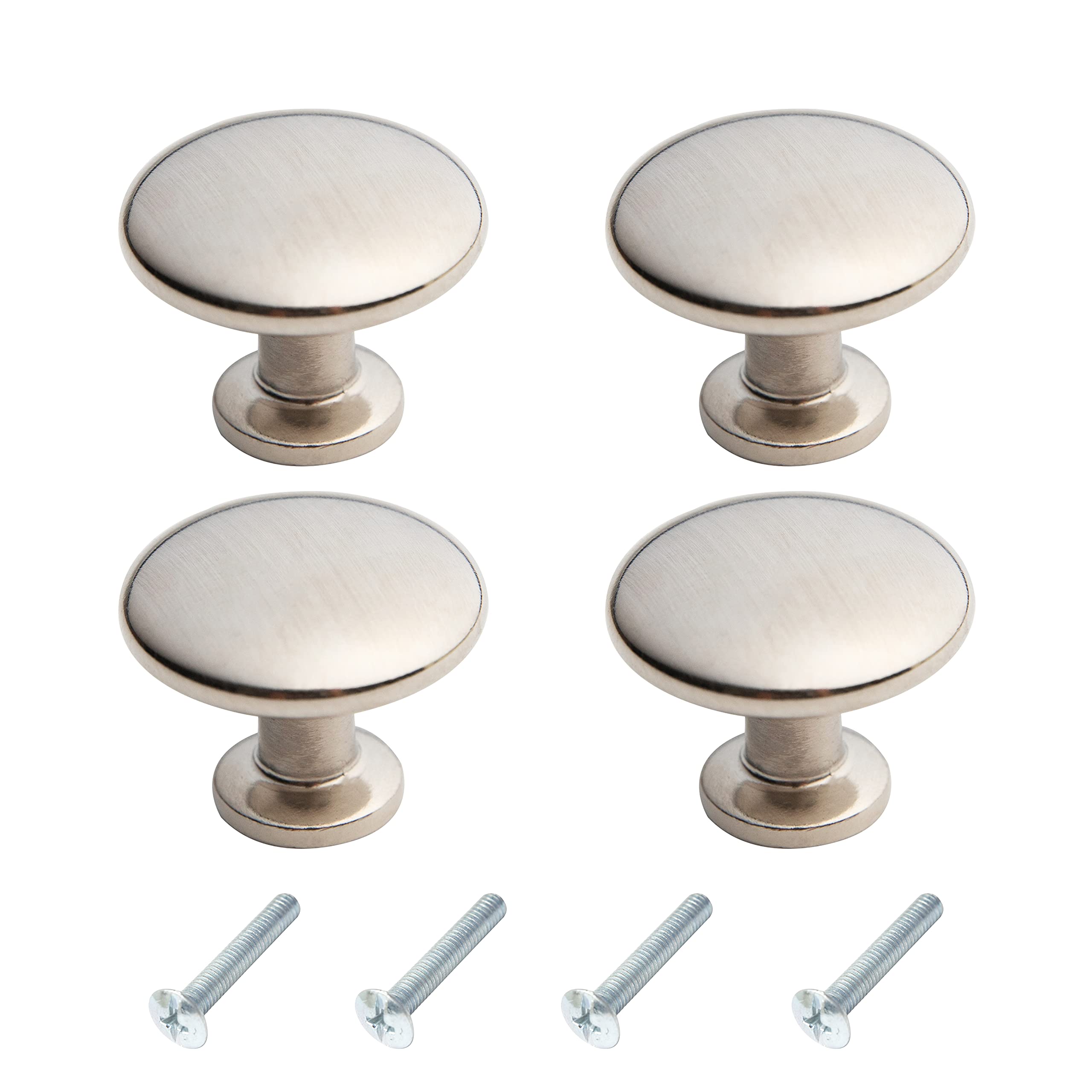 HARMAC HOUSE 4 Pieces Brushed Nickel Mushroom Cabinet Knobs - Kitchen Cupboard Door Drawer Pull Handles for Dresser, Bathroom, Wardrobe - Steel Furniture Hardware