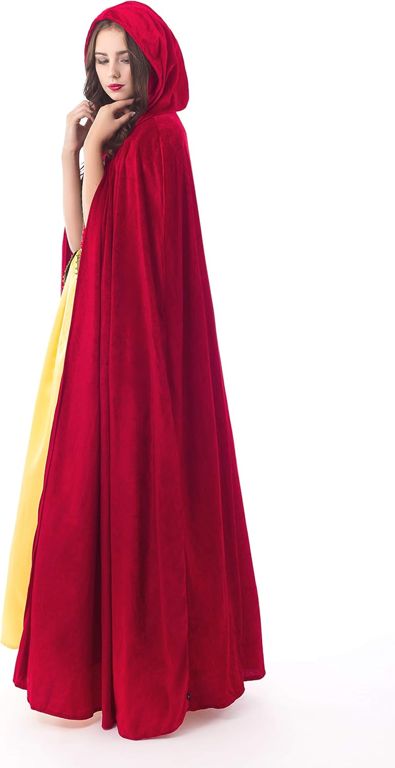 Little Adventures Deluxe Velvet Adult Cloak Cape with Lined Hood (Red),One Size: Clothing