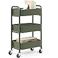 SunnyPoint 3-Tier Delicate Compact Rolling Metal Storage Organizer - Mobile Utility Cart Kitchen/Under Desk Cart with Caster 