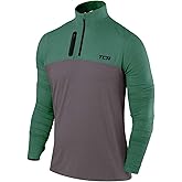 TCA Men's Fusion Pro Quickdry Long Sleeve Half Zip Running Shirt – Athletic Workout Pullover with Pocket & Thumb Holes