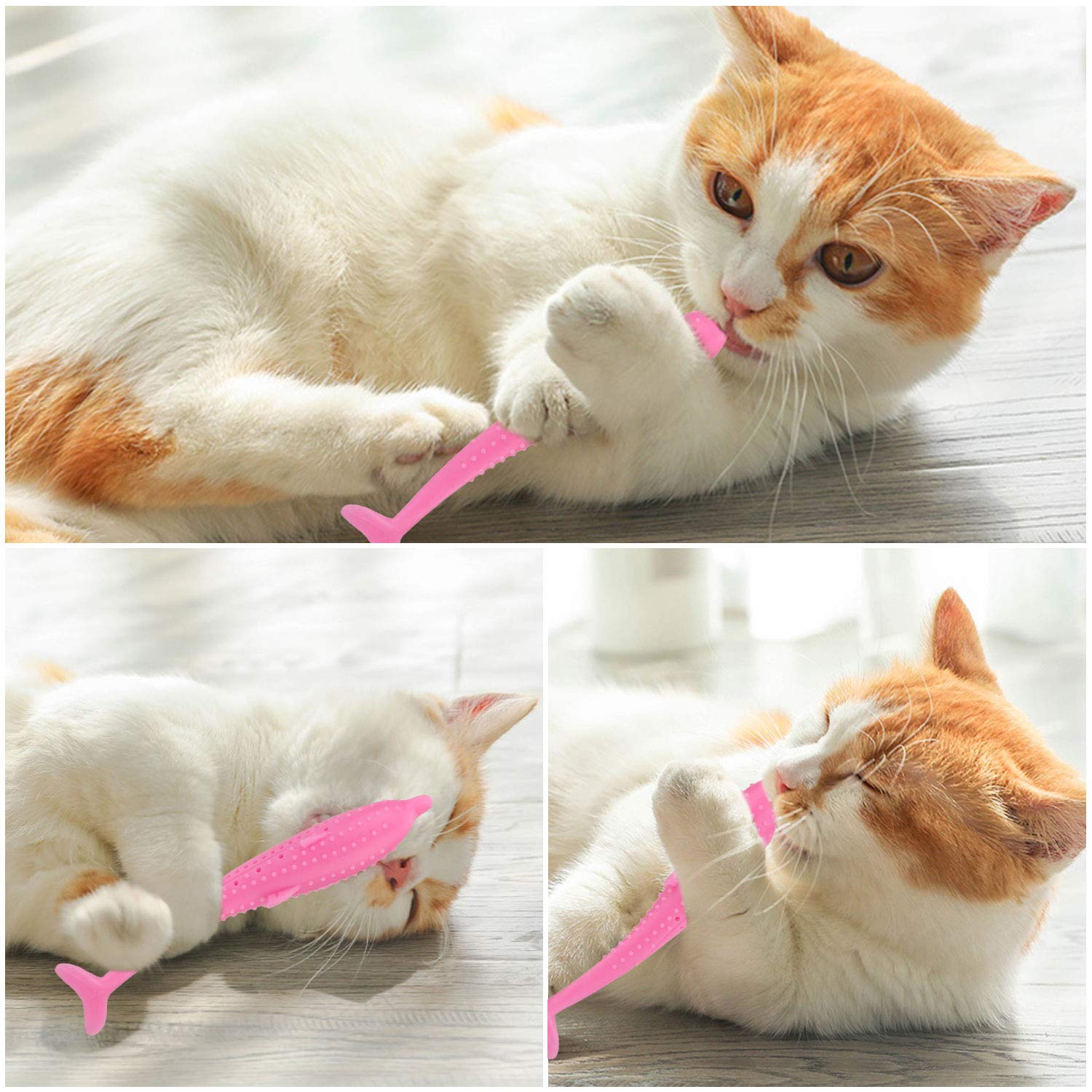 Legendog Pet Toy Creative Silicone Fish Shape Cat Toothbrush Cat Teething Toy with Catnip
