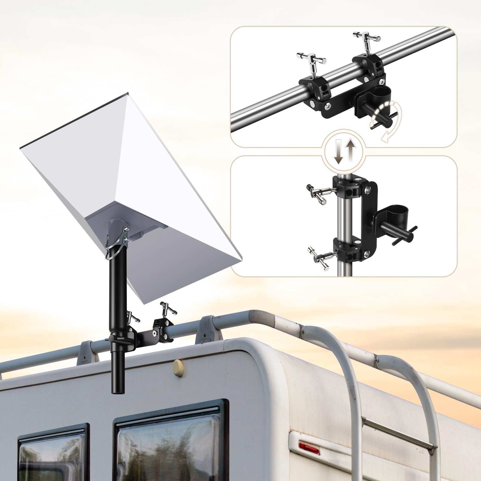 Photo 1 of Gen 3 Starlink Mount for RV Ladder & Roof Rack, Adjustable With Pipe Adapter for Pole/Roof/Camper/Railing Use, Compatible With Starlink Gen3
