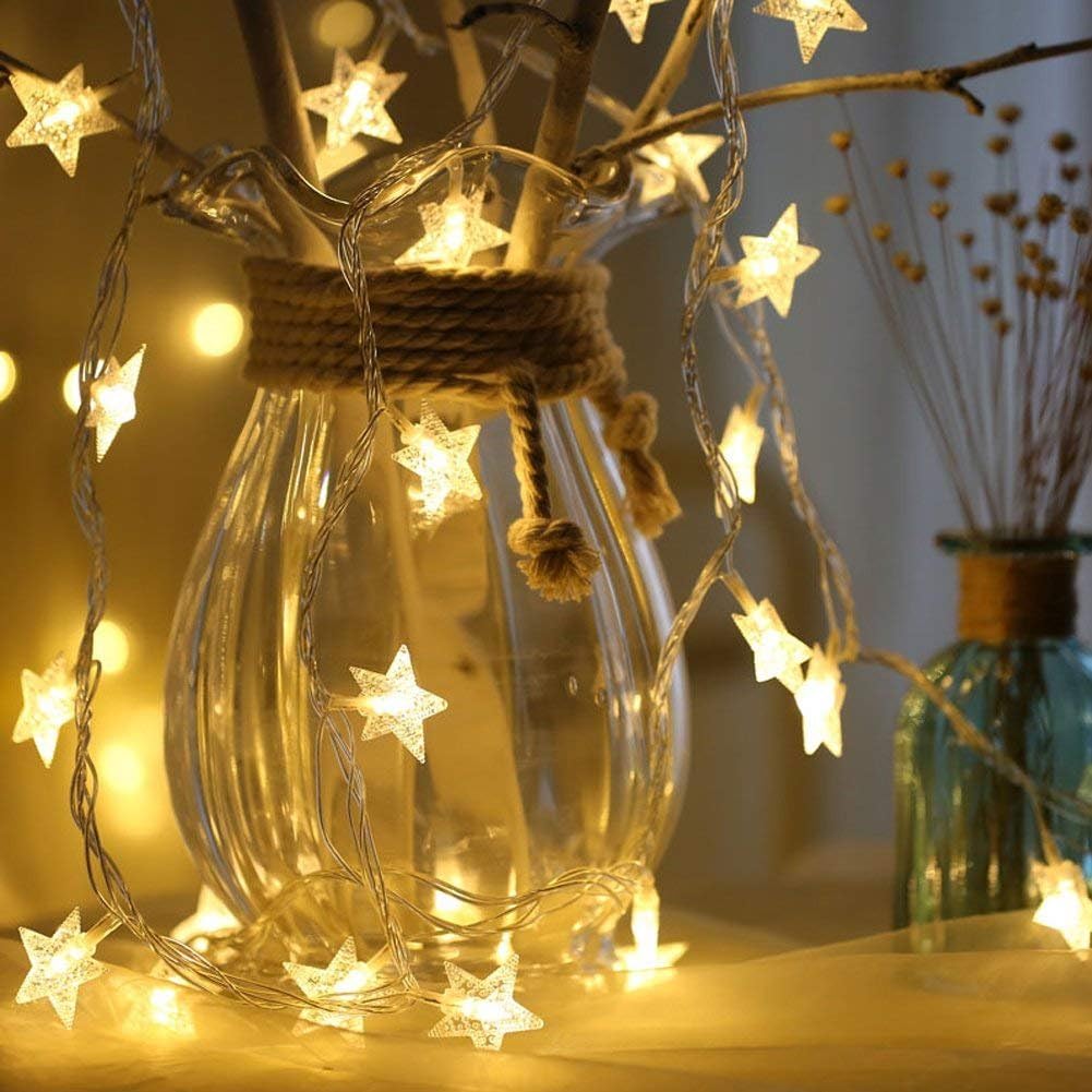 LED String Light,LED Stars Fairy Lights,String Fairy Light Battery Powered,Christmas Party Wedding Decorative Light Indoor Outdoor,100 LEDs Lights,10M,Warm White