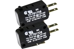 Honeywell V7-7B17D8, Micro Switch V7 Series Miniature Basic Switch, Single Pole Double Throw Circuitry, 11 A at 250 Vac, Pin Plunger (Pack of 2)