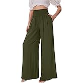 FUNYYZO Womens Palazzo Pants Elastic Waisted Pull On Beach Trousers Casual Wide Leg Long Lounge 2026 Summer Vacation