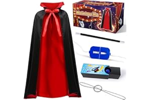 PATIFEED Magic Kit, Magician Costume Set with Cloak Cape, Halloween Dress Up & Pretend Play Magic Tricks for Kids Ages 6 7 8 9 10 11 12