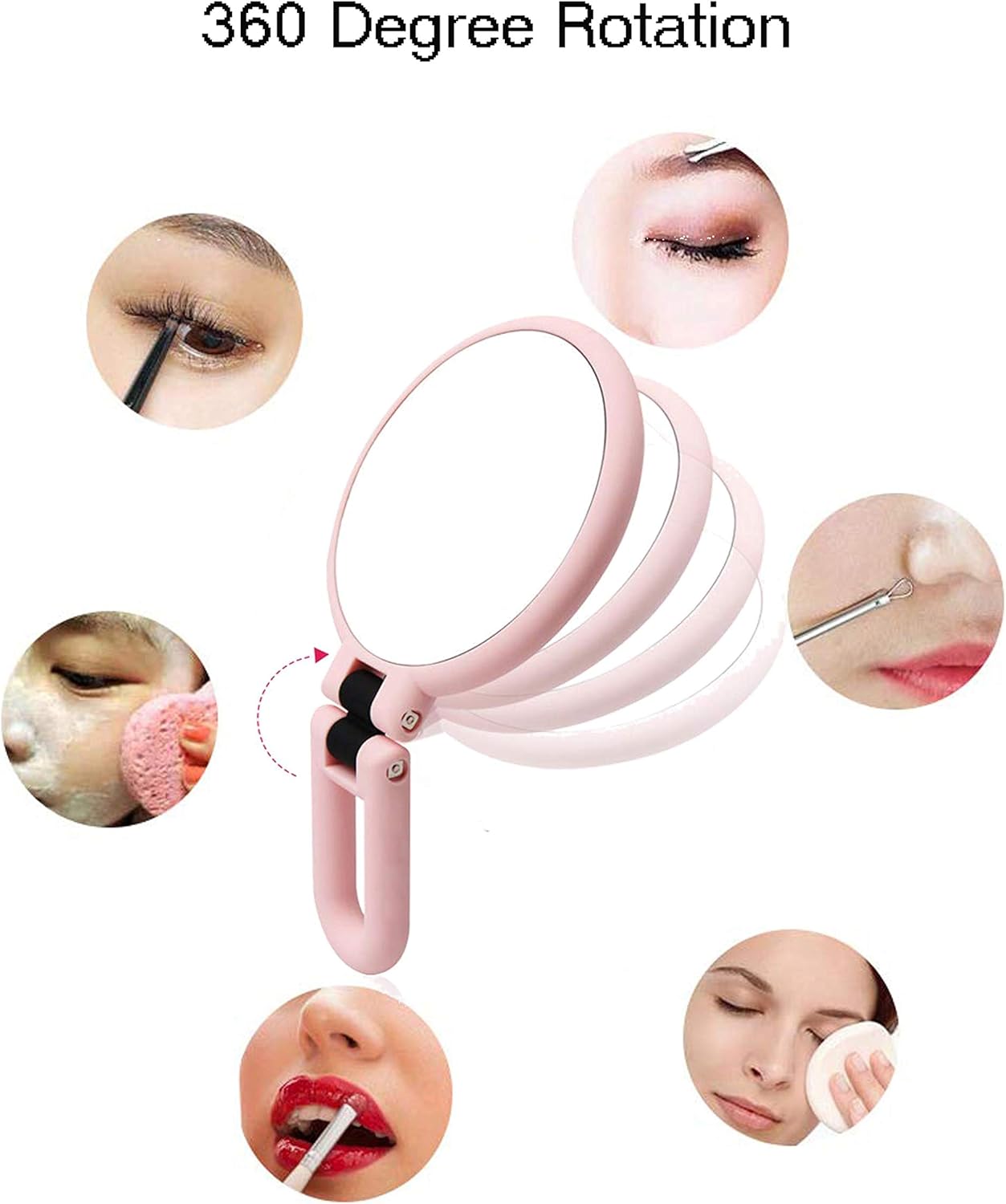 FUHUIM 15x Magnifying Handheld Mirror, Double Sided Pedestal Magnification and True Image Makeup Mirror, Compact Size and Portable Vanity Cosmetic Mirror for Girl, 9.3" L x 1.9" W: Home & Kitchen