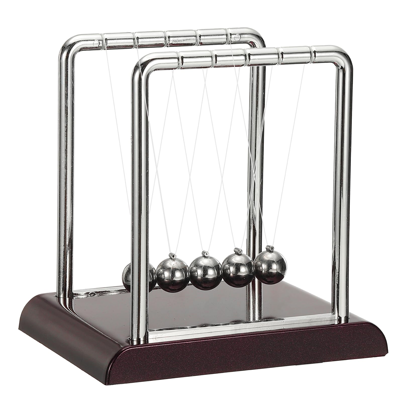 PATIKIL Newtons Cradle, Newton's Cradle Pendulum 5 Balance Balls Desk Toys Gravity Ball Cool Funny for Physics Toys Adults Science Men Office Desk Decor Home Gift, Red, m