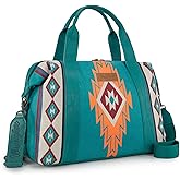 Wrangler Duffel Bag for Women Large Travel Weekender Bag Designer Aztec Carry On Bags, Turquoise