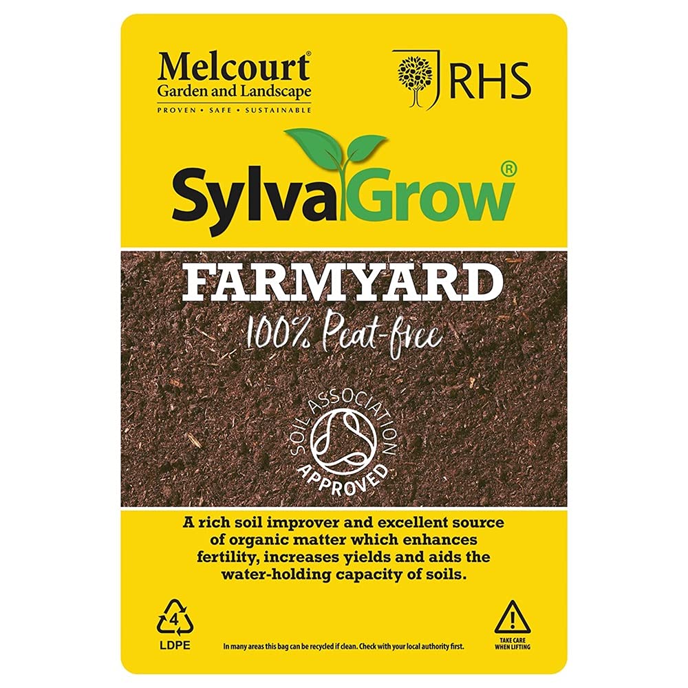 F&G Supplies 50 Litre sack of Melcourt Sylvagrow Farmyard RHS endorsed peat free soil improver - ideal for improving soil structure, fertility, suppressing weeds and as a mulch