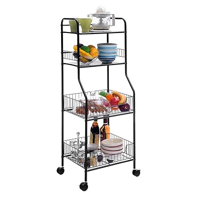 Mr IRONSTONE 4-Tier Wire Shelving Storage Rolling Cart