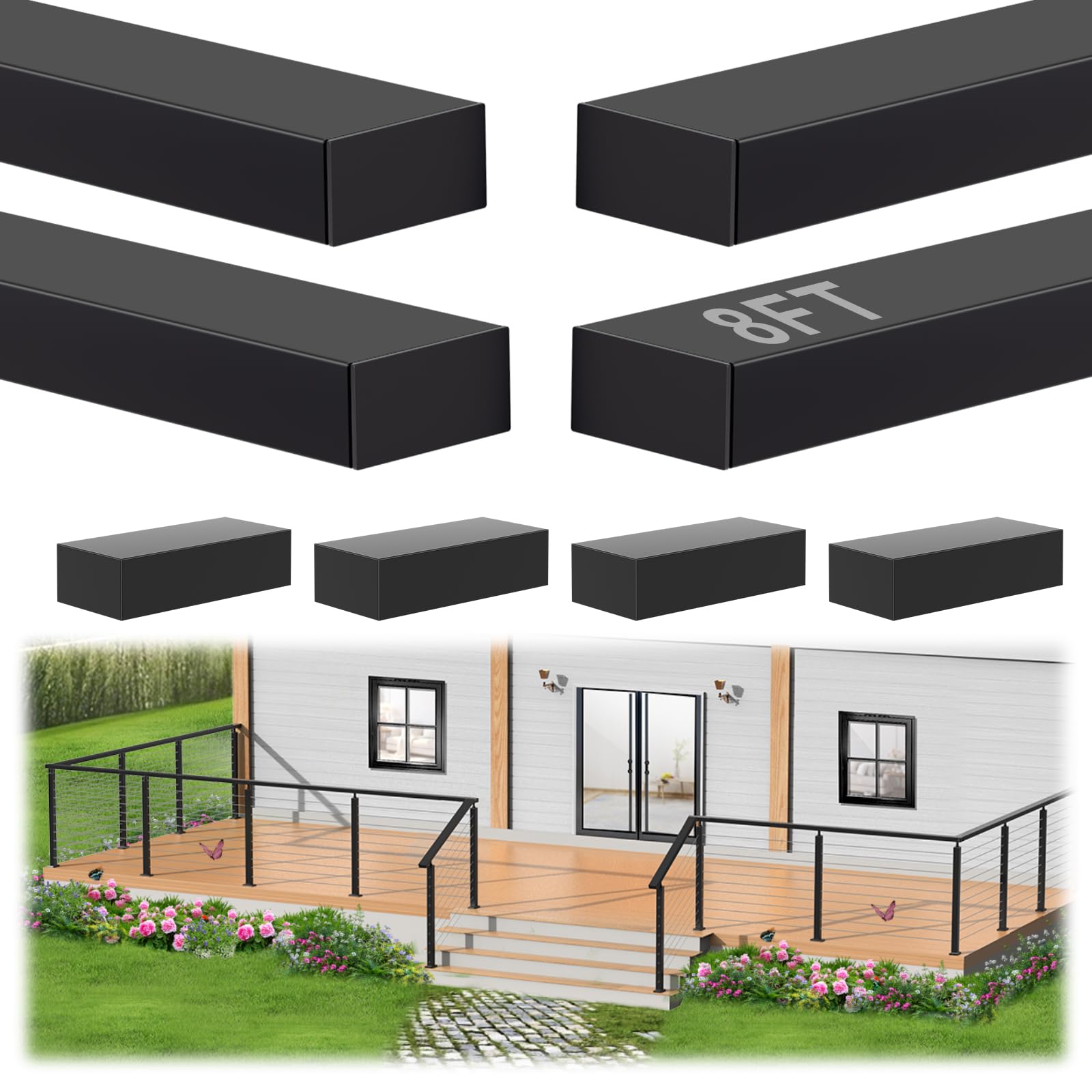 Gyykzz 8FT Stainless Steel 304 Handrail Black