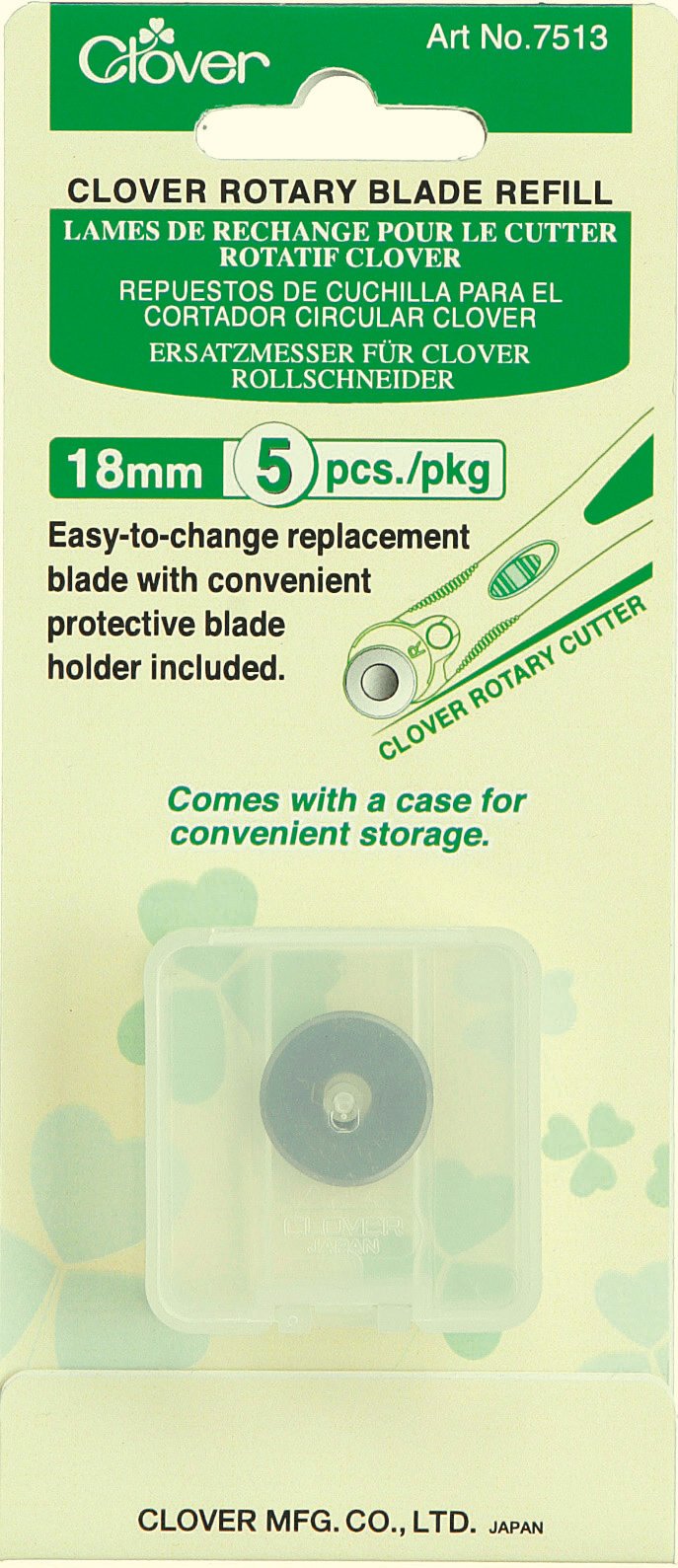 Clover Rotary Blade Refill Pack: 18mm x 5, steel, Silver, 5