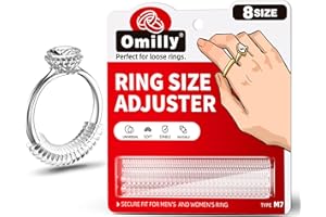 OMILLY Ring Size Adjuster for Loose Rings, 8 Sizes Invisible Ring Guards and Spacers, Fits Ring Widths 1-10mm, Ring Resizer for Men's and Women's Jewelry