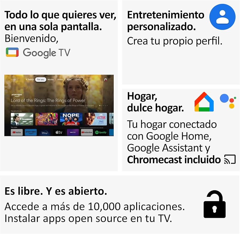 QLED 4K UHD H50S80EUX - Smart TV 50", Google TV, Dolby Audio, HDR 10, Smart Remote Control, Google Assistant, Bluetooth 5.1, DBX TV, HDMI 2.1 x 4, Sin Marcos, 2024