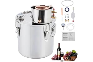 Stainless Steel Distiller, Distilling Kit w/Build-in Thermometer, Home Brewing Kit, 38 L/10 Gal