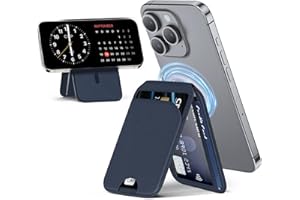 QYQBOON Mag-Safe Wallet Magnetic Wallet for iPhone Lightweight Magnetic Phone Wallet Stand Adjustable Leather Magnetic Card Holder for iPhone 16/15/14/13/12 Series, Not for iPhone Mini (Dark Blue)