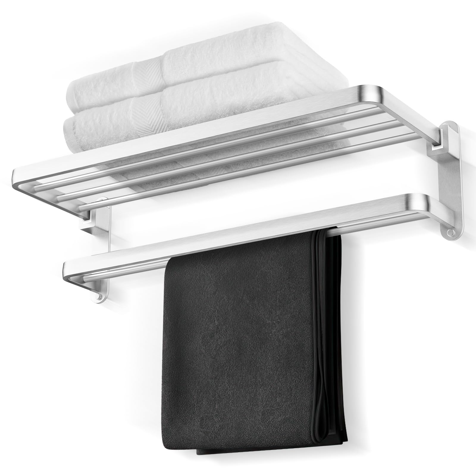 BOZWELL Bathroom Lavatory Towel Rack with Two Towel Bars,Brushed Satin ...