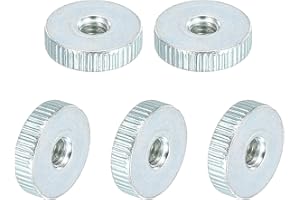 uxcell Knurled Thumb Nuts, M5 Female Thread Thin Type, Zinc-Plated Carbon Steel Knurled Nut Flat Head Through Hole Lock Adjus