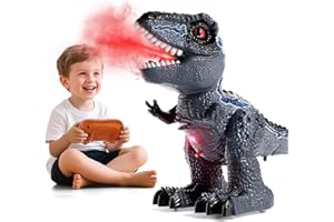 Toddlers Remote Control Dinosaur Robot Electronic Toys for Kids 3-5 5-7, RC Dinosaur Toy with Roaring Sound, Spray and LED Li
