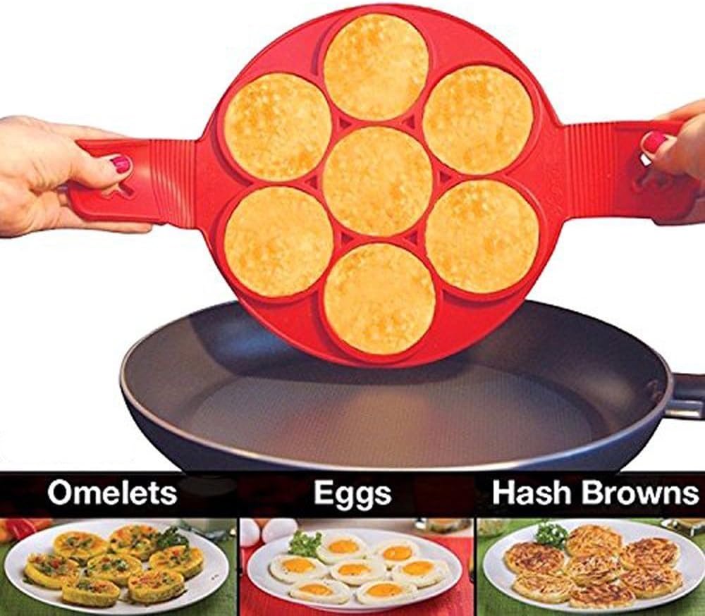 Linjunddd Silikon Pfannkuchen Moulds Wiederverwendbare Non Stick Ei Form Silikon Pancake Maschine Und Flipper Fur Kuche Zufallige Farbe Backformen Cake Pop Formen