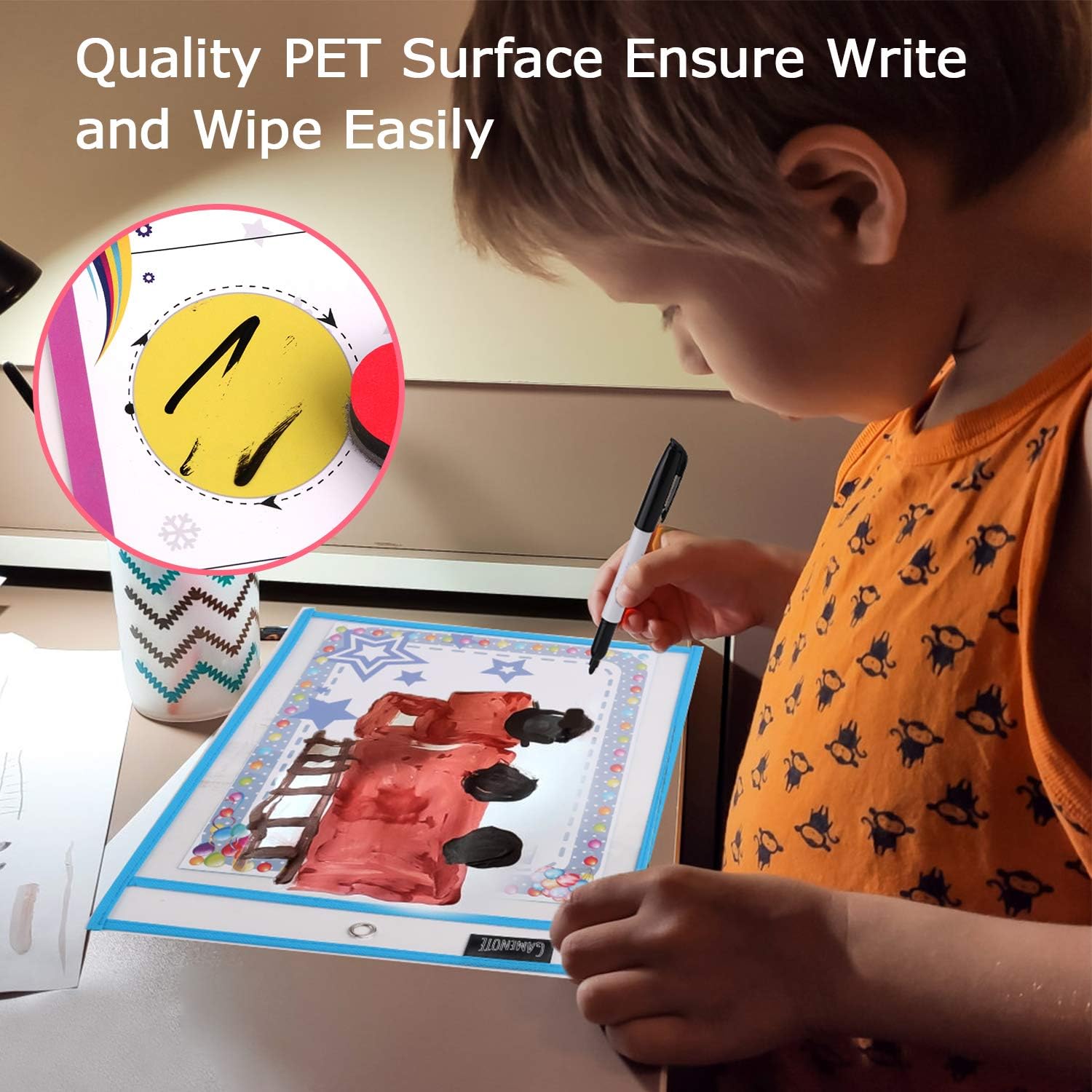 Gamenote Dry Erase Pockets 30 Pack with Rings - Oversized Reusable Plastic Sleeves Shop Ticket Holders Sheet Protectors Teacher Supplies for Classroom Organization (Colorful) : Office Products