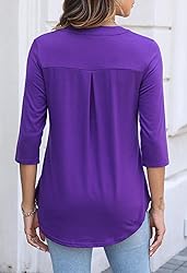 Halife Womens 3/4 Sleeve Shirts Zip Summer Business