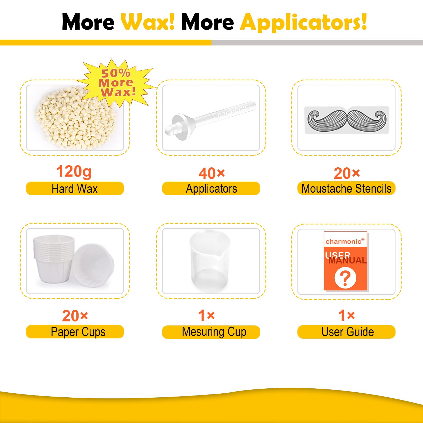 120g Nose Hair Waxing Kit with 40 Applicators - Quick & Painless Hair Remover for Men and Women, Up to 20 Uses