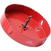 Hole Saw 6-1/8 inch in Diameter, 155mm HSS Bi-Metal Hole Cutter with Center Bit for Cutting Wood, Plastic, Plasterboard and S