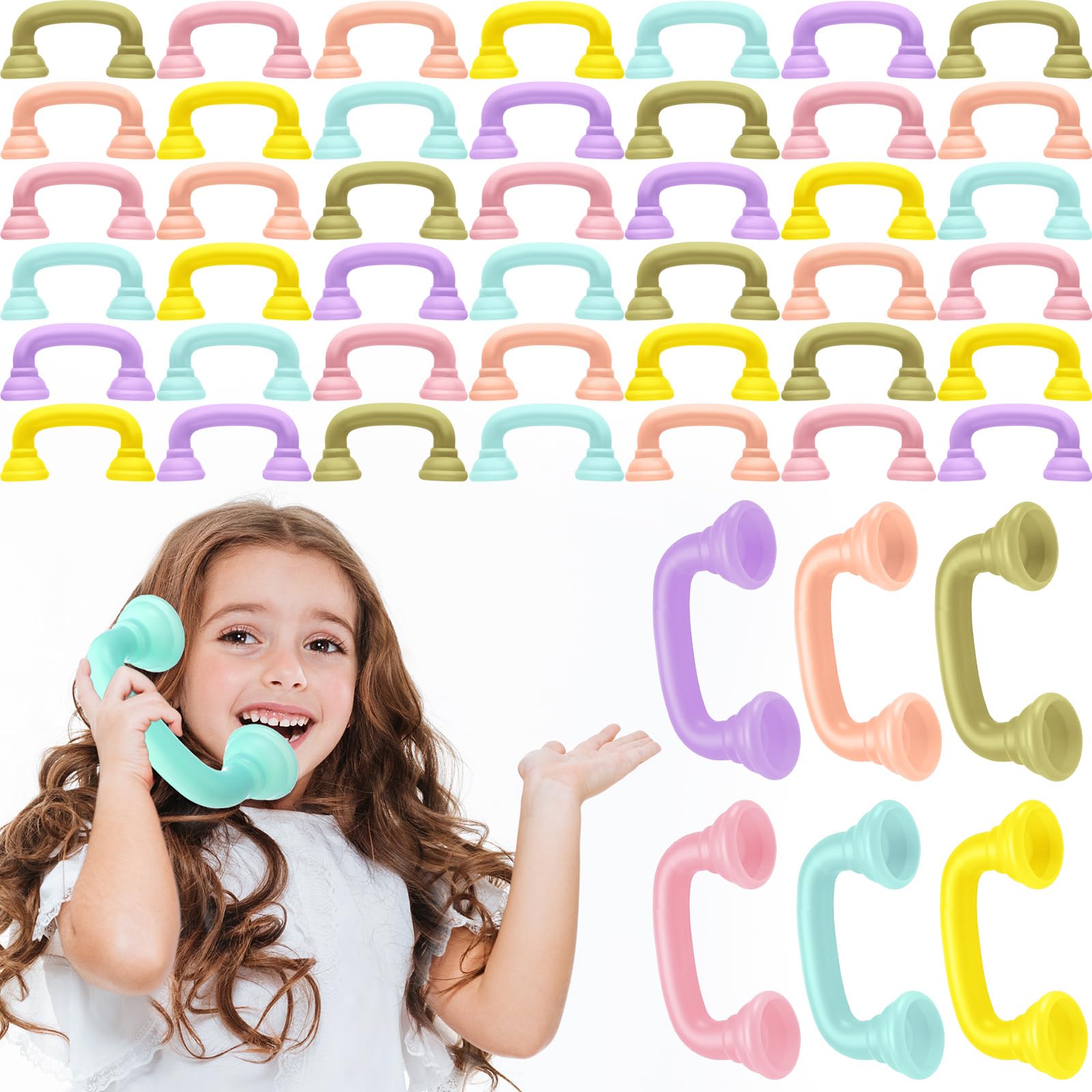 Photo 1 of Shappy 42 Pcs Whisper Reading Phones for Kids Bulk Auditory Feedback Reading Aid Phone Classroom Colored Speech Therapy Tool for Children Accelerates Fluency and Pronunciation(Pastel Color)