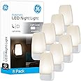 GE LED Night Light, Plug-in, Dusk to Dawn Sensor, Warm White, Ambient Lighting, Ideal Nightlight for Kids, Adults, Bedroom, Bathroom, Nursery, Hallway, Kitchen, 46478, 8 Pack