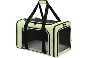 Pnimaund Cat Carrier Pet Travel Carrier for Small Medium Cats Dogs,Airline Approved Pet Carrier with Anti-Escape Zipper,Reflective Strip, Fits Small Cats Dogs 0-15 Lbs,Medium-Green