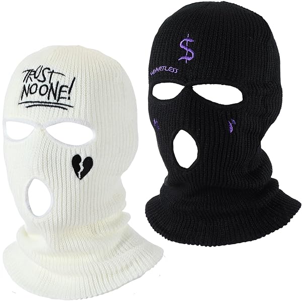 SAD $$ Letters Ski Mask 3 Hole Bivakmuts Volledige Gezichtsdekking Gezichtsmasker Winter Thermische Hoed voor Skiën Fietsen Camping Klimmen, Zwart