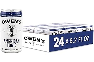 OWEN'S CRAFT MIXERS Owen's American Tonic, Premium Cocktail Mixer Made with Real Quinine and a Unique Zesty Finish - 8.2oz Cans (24 pack)