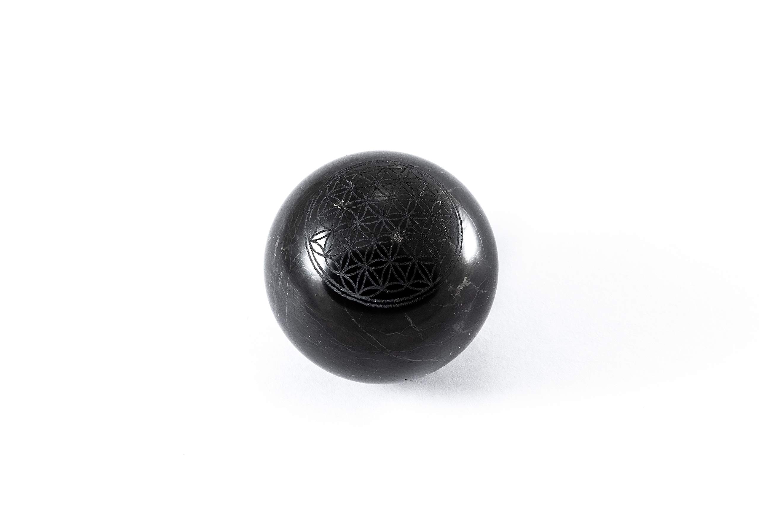 SN NATURSTEIN UG - Shungite "Flower of Life" Polished Sphere 4 cm | Gem Stone from Karelia
