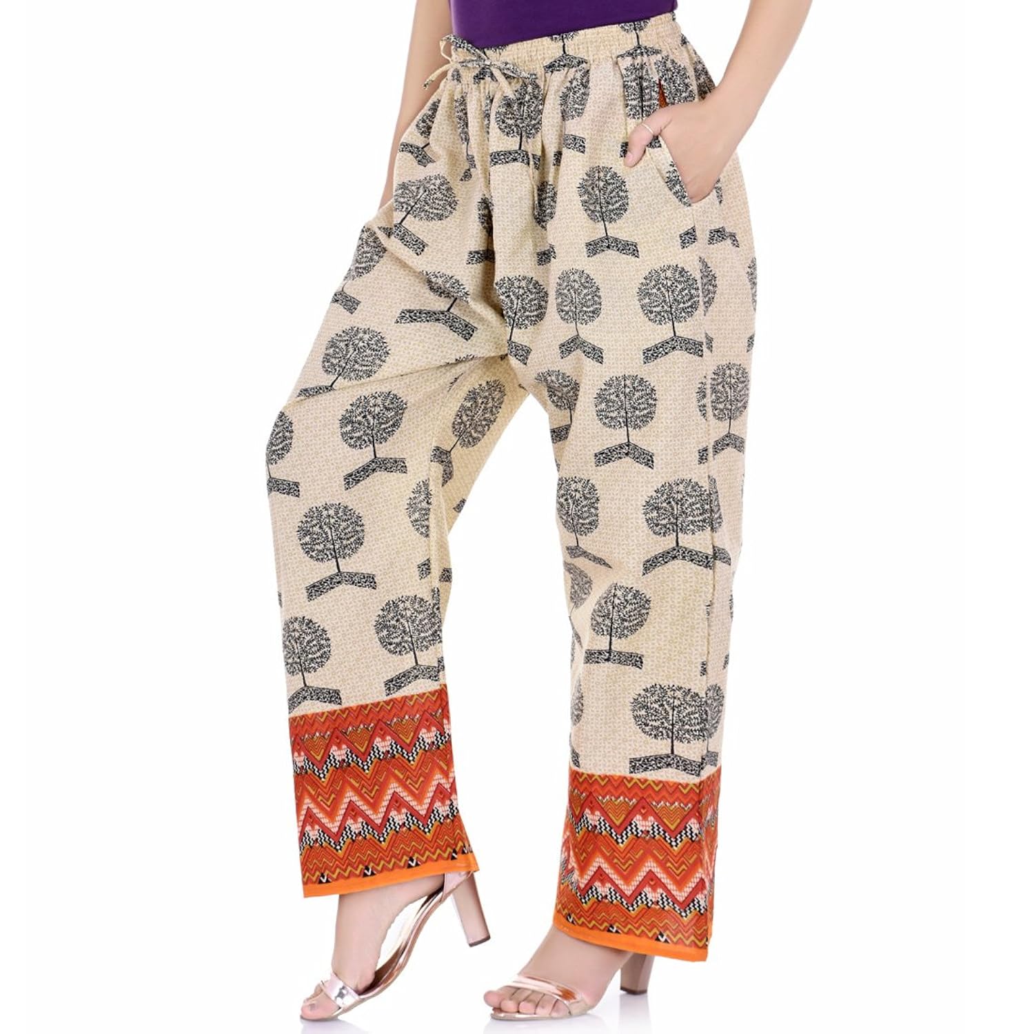 halowishes jaipuri cambric cotton printed straight pant palazzo- 196