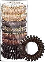 Kitsch Spiral Hair Ties, Coil Hair Ties, Phone Cord Hair Ties, Hair Coils - 8 Pcs, Brunette