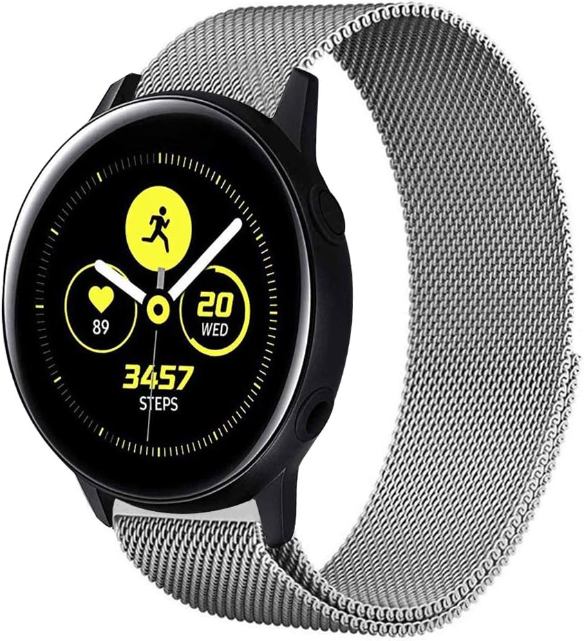 Urtone Metal Strap for Samsung Galaxy Active 40mm,Stainless Steel Replacement Straps Watch Band for Samsung Galaxy Active/Galaxy Active 2/Gear Sport (Silver)