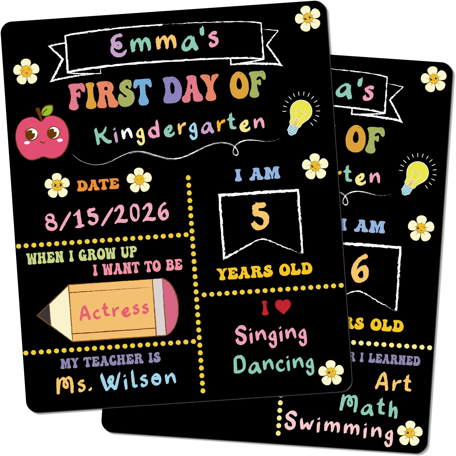 Photo 1 of Marspark First and Last Day of School Board Sign, 10"x12" Double Sided Back to School Supplies for Kids, Reusable Wooden First & Last Day Chalkboard Sign for Preschool Kindergarten(Vintage)