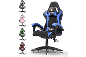 Bigzzia Gaming Chair, Ergonomic Video Game Chairs with Pillow and Lumbar Support, Racing Style Height Adjustable Computer Chair with 360°-Swivel Seat for Adults and Teens