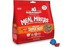 Stella & Chewy's Freeze Dried Dog Food,Snacks Super Meal Mixers 18-Ounce Bag, Bundle Pack with Hotspot Pets Food Bowl (Super Beef)