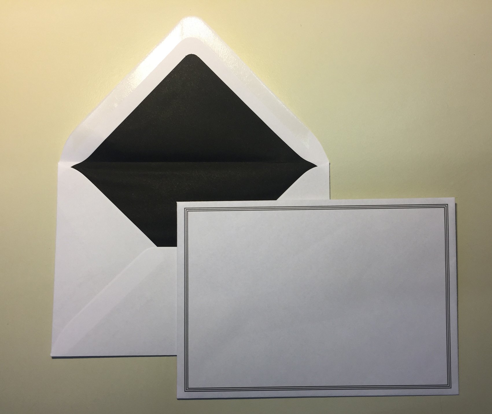 25 Mourning Envelopes, with Slim Black Triple Frame, with Black Silk Lining, C6 162 x 114 mm