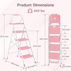 BONTEC 4-Step Ladder, 400lbs Max Load, Folding Step