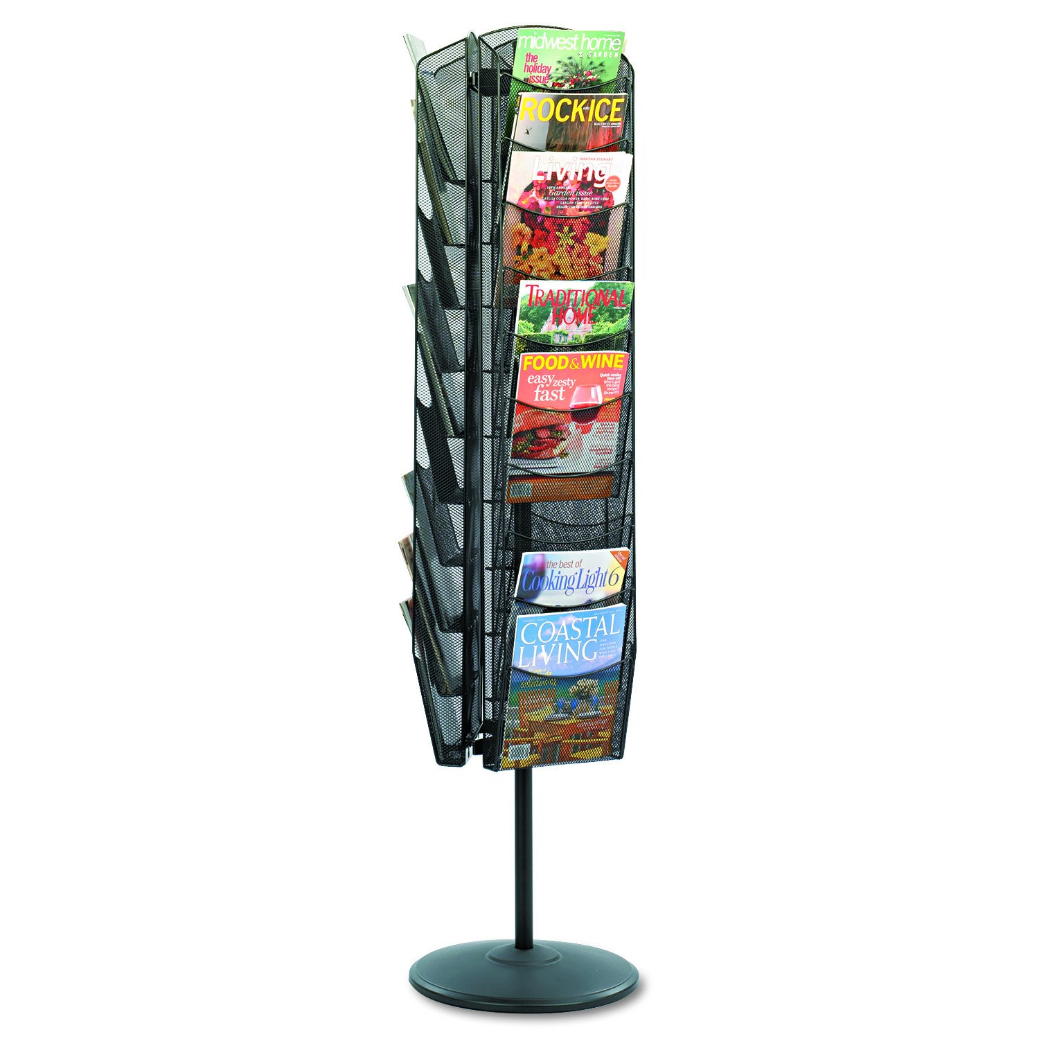Safco Products 5577BL Onyx Mesh Rotating Magazine Floor Stand, 30