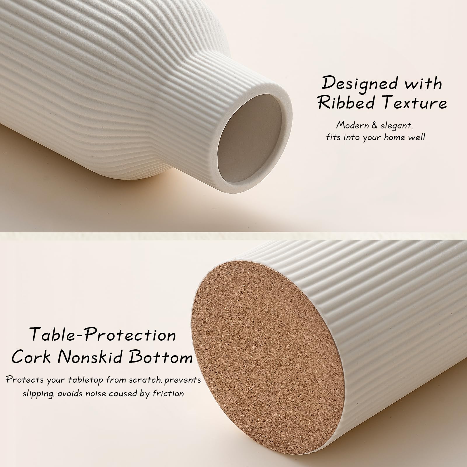 Mfacoy White Ceramic Flower Vase, Minimalist Decor, Modern Home Decorative Vase, Small Pampas Grass Vases For Kitchen, Bedroom, Office, Living Room, Bathroom, Shelf Centerpiece Table Decorations(8 in) - Image 3