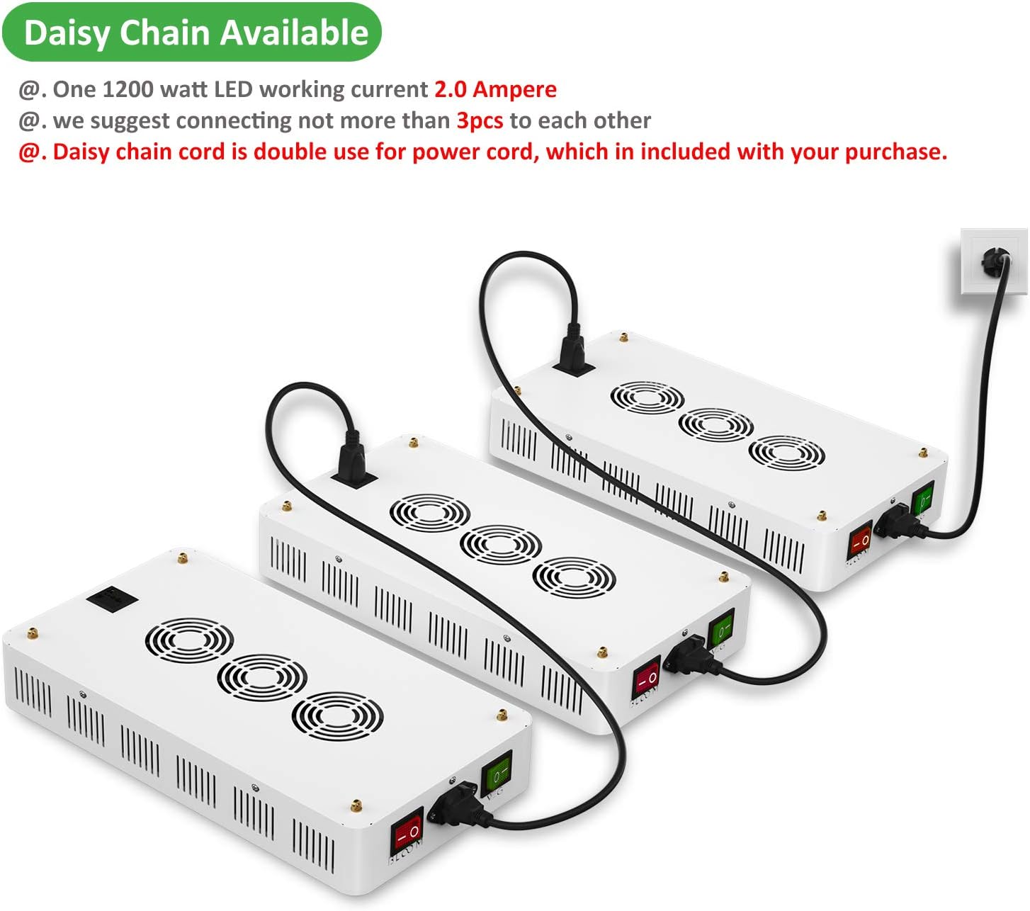 Exlenvce 1500W 1200W LED Grow Light Full Spectrum for Indoor Plants Veg and Flower, led Plant Growing Light Fixtures with Daisy Chain Function (Triple-Chips 15W LED) : Garden & Outdoor