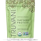 Truvani Vegan Pea Protein Powder | Matcha | 20g Organic Plant Based Protein | 20 Servings | Keto | Gluten & Dairy Free | Low Carb | No Added Sugar