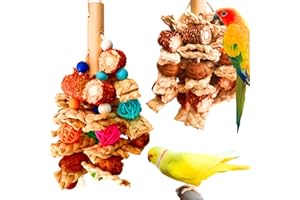 XLpeixin Bird Toys for Parakeets,Parrots Chew Toy,Natural Hanging Bird Cage Toy for Cockatiels Conures Lovebirds African Gray and Other Small Medium Birds